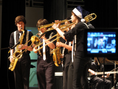 Jazz Quintet being filmed at the Winter Concert